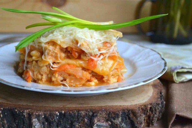 Лазанья из капусты с мясом0