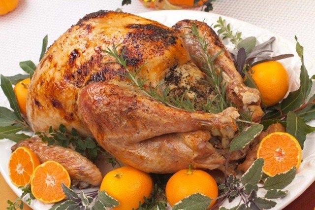 Индейка с беконом и цитрусами0